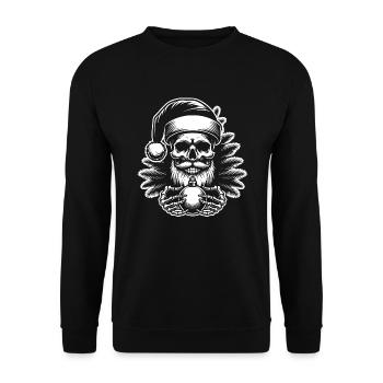 Santa Claus Skull with Christmas Ornament - Unisex Sweatshirt - black - Front - Alina (178cm) & Michal (187cm)