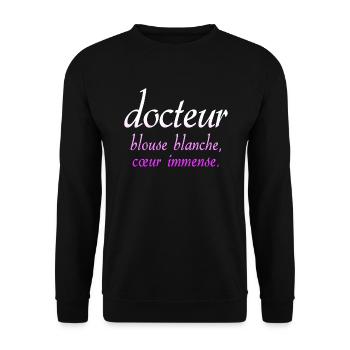 Arzt Arzt Krankenschwester santer weißer Kittel - Unisex Pullover - Schwarz - Vorne - Alina (178cm) & Michal (187cm)
