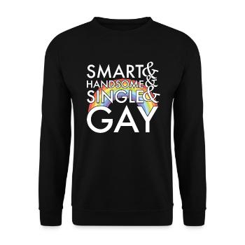 Schlau Hübsch Single und Schwul - Unisex Pullover - Schwarz - Vorne - Alina (178cm) & Michal (187cm)