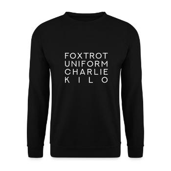 Foxtrot Uniform Charlie Kilo - FUCK - Unisex Pullover - Schwarz - Vorne - Alina (178cm) & Michal (187cm)