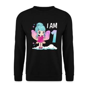 1er anniversaire fée fille 1 an kawaii - Sweat-shirt Unisexe - noir - Devant - Alina (178cm) & Michal (187cm)