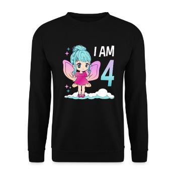 4ème anniversaire fée fille 4 ans kawaii - Sweat-shirt Unisexe - noir - Devant - Alina (178cm) & Michal (187cm)