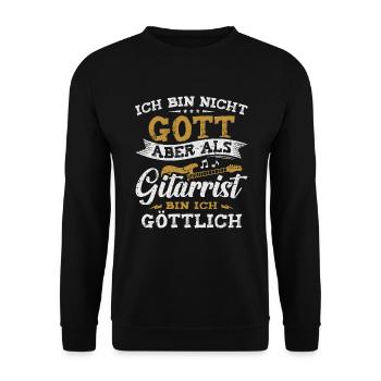 Gitarre Musiker Als Gitarrist Bin Ich Göttlich - Unisex Pullover - Schwarz - Vorne - Alina (178cm) & Michal (187cm)