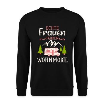 Camping Frauen Wohnmobil Camper Campingplatz - Unisex Pullover - Schwarz - Vorne - Alina (178cm) & Michal (187cm)
