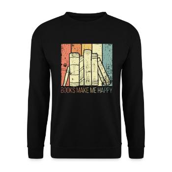 Les livres me rendent heureux - Sweat-shirt Unisexe - noir - Devant - Alina (178cm) & Michal (187cm)