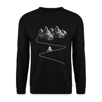 Mountainbike Radfahrer Fahrrad Berge MTB - Unisex Pullover - Schwarz - Vorne - Alina (178cm) & Michal (187cm)