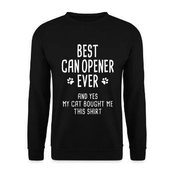 Best can opener cat love funny gift - Unisex Sweatshirt - black - Front - Alina (178cm) & Michal (187cm)