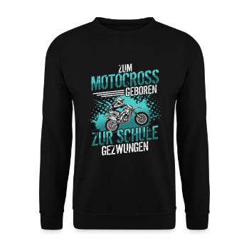 Motocross Dirt Bike Spruch Kinder Geschenk - Unisex Pullover - Schwarz - Vorne - Alina (178cm) & Michal (187cm)