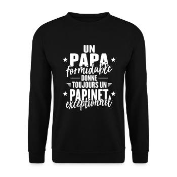 Papa Formidable Donne Un Papinet Exceptionnel - Sweat-shirt Unisexe - noir - Devant - Alina (178cm) & Michal (187cm)