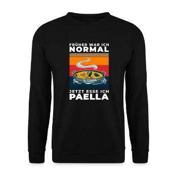Paella Reisgericht Spanien Valencia Früher normal - Unisex Pullover - Schwarz - Vorne - Alina (178cm) & Michal (187cm)