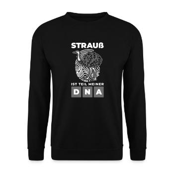 Strauß Vogelstrauß Straußenfarm - Meine DNA - Unisex Pullover - Schwarz - Vorne - Alina (178cm) & Michal (187cm)