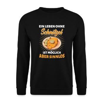 Wiener Schnitzel Kalbfleisch Österreich - Sinnlos - Unisex Pullover - Schwarz - Vorne - Alina (178cm) & Michal (187cm)
