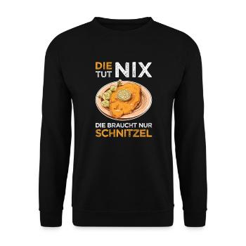 Wiener Schnitzel Kalbfleisch Österreich - Tut nix - Unisex Pullover - Schwarz - Vorne - Alina (178cm) & Michal (187cm)