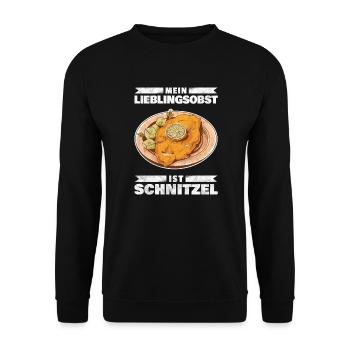 Wiener Schnitzel Kalbfleisch Österreich - Obst - Unisex Pullover - Schwarz - Vorne - Alina (178cm) & Michal (187cm)