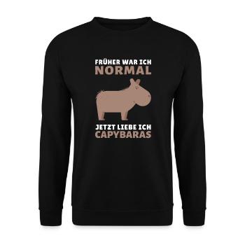 Capybara Wasserschwein Meerschweinchen - Normal - Unisex Pullover - Schwarz - Vorne - Alina (178cm) & Michal (187cm)
