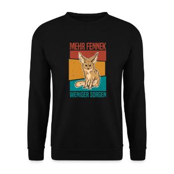 Fennek Fuchs Wüste Wildhund Nordafrika - Sorgen - Unisex Pullover - Schwarz - Vorne - Alina (178cm) & Michal (187cm)