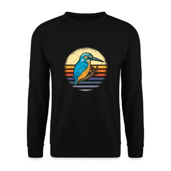 Kingfisher Rackenvogel plumes graphique bleu cobalt - Sweat-shirt Unisexe - noir - Devant - Alina (178cm) & Michal (187cm)