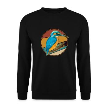 Kingfisher Rackenvogel plumes graphique bleu cobalt - Sweat-shirt Unisexe - noir - Devant - Alina (178cm) & Michal (187cm)