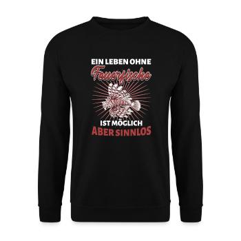 Feuerfisch Löwenfisch Korallenriff - Leben ohne - Unisex Pullover - Schwarz - Vorne - Alina (178cm) & Michal (187cm)