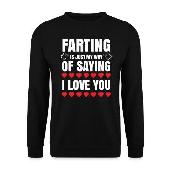 Lustig ich liebe dich Geschenk für Männer Frauen Valentinstag - Unisex Pullover - Schwarz - Vorne - Alina (178cm) & Michal (187cm)