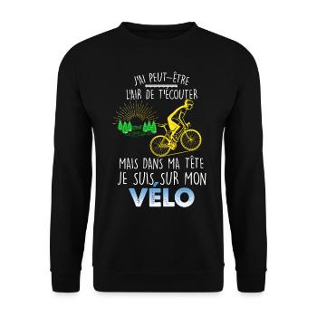 Vélo de course, homme cycliste cadeau - Sweat-shirt Unisexe - noir - Devant - Alina (178cm) & Michal (187cm)