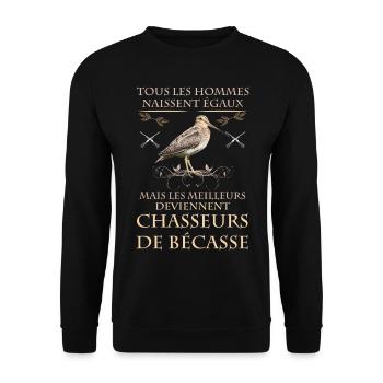 Chasse becasse homme humour bécassier de France - Sweat-shirt Unisexe - noir - Devant - Alina (178cm) & Michal (187cm)