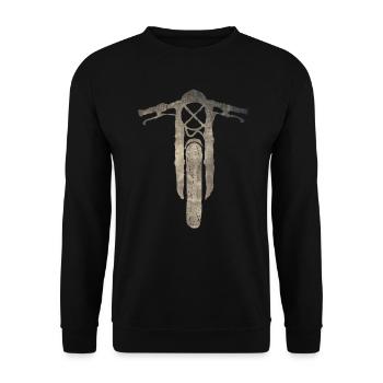 Biker Caferacer Vintage Motorrad T-Shirt - Unisex Pullover - Schwarz - Vorne - Alina (178cm) & Michal (187cm)