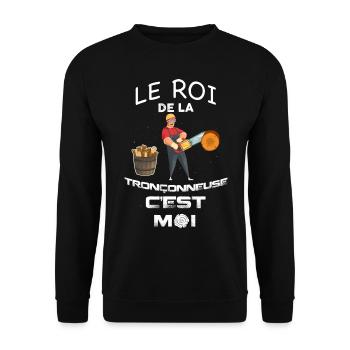 Papa roi de la tronçonneuse cadeau métier fôret - Sweat-shirt Unisexe - noir - Devant - Alina (178cm) & Michal (187cm)