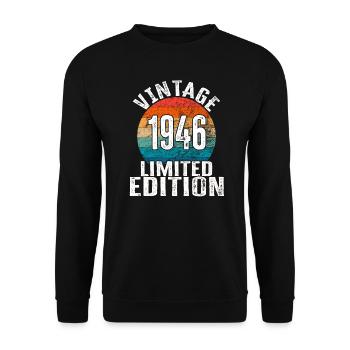Année de naissance 1946 Vintage Limited Edition Retro - Sweat-shirt Unisexe - noir - Devant - Alina (178cm) & Michal (187cm)