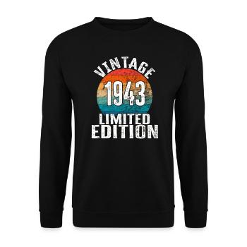 Année de naissance 1943 Vintage Limited Edition Retro - Sweat-shirt Unisexe - noir - Devant - Alina (178cm) & Michal (187cm)