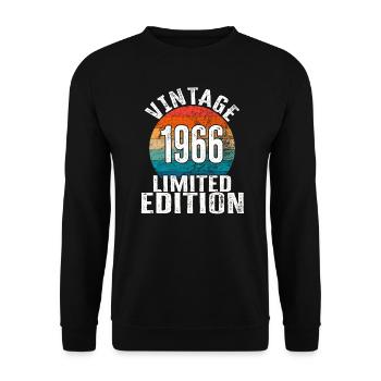 Year of birth 1966 Vintage Limited Edition Retro - Unisex Sweatshirt - black - Front - Alina (178cm) & Michal (187cm)