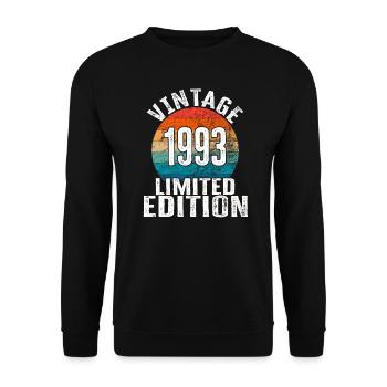 Year of birth 1993 Vintage Limited Edition Retro - Unisex Sweatshirt - black - Front - Alina (178cm) & Michal (187cm)