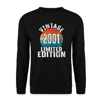 Year of birth 2001 Vintage Limited Edition Retro - Unisex Sweatshirt - black - Front - Alina (178cm) & Michal (187cm)