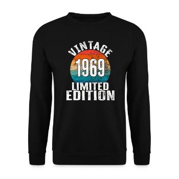 Année de naissance 1969 Vintage Limited Edition Retro - Sweat-shirt Unisexe - noir - Devant - Alina (178cm) & Michal (187cm)