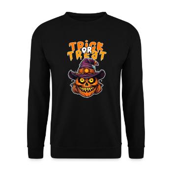 Halloween Design Creepy Skeleton Design - Unisex Sweatshirt - black - Front - Alina (178cm) & Michal (187cm)