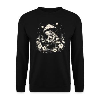 Frog Cottagecore Moon - Unisex Sweatshirt - black - Front - Alina (178cm) & Michal (187cm)