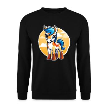 Mignon petit cheval avec du soleil - Sweat-shirt Unisexe - noir - Devant - Alina (178cm) & Michal (187cm)