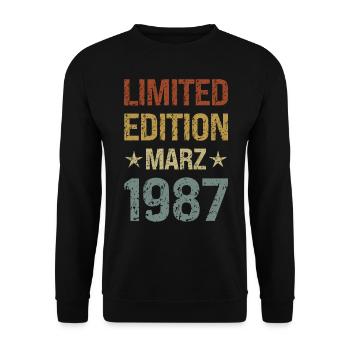 Limited Edition Birthday Party Vintage 1987 - Unisex Sweatshirt - black - Front - Alina (178cm) & Michal (187cm)