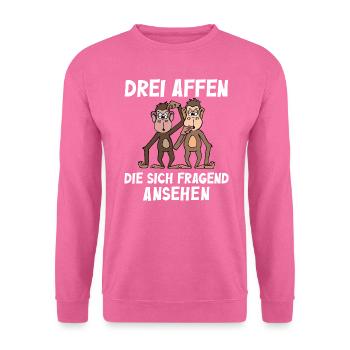 Drei Affen die sich fragend ansehen - Unisex Pullover - Pink - Vorne