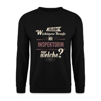 Wichtigere Berufe als - Inspektorin - rot retro - - Unisex Sweatshirt - black - Front - Alina (178cm) & Michal (187cm)