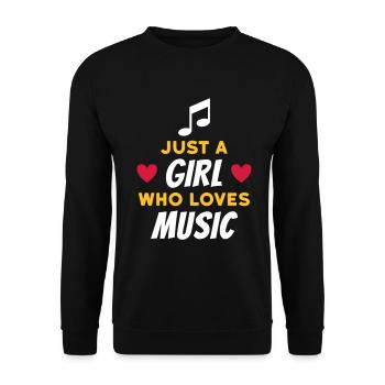 Just a girl who loves music (Note, Herzen) - Unisex Pullover - Schwarz - Vorne - Alina (178cm) & Michal (187cm)