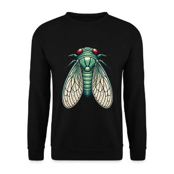 Vintage Grüne Zikade Illustration - Unisex Pullover - Schwarz - Vorne - Alina (178cm) & Michal (187cm)