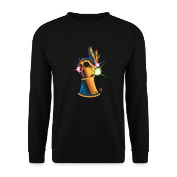 Infinity Gauntlet Spiel - Unisex Pullover - Schwarz - Vorne - Alina (178cm) & Michal (187cm)