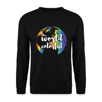 LGBT Die Welt ist bunt - Unisex Pullover - Schwarz - Vorne - Alina (178cm) & Michal (187cm)