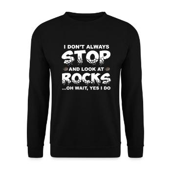 Je ne m'arrête pas toujours et regarde les rochers - Sweat-shirt Unisexe - noir - Devant - Alina (178cm) & Michal (187cm)