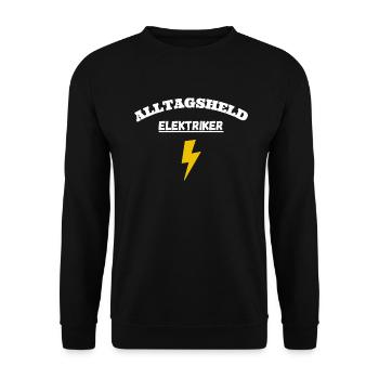 Alltagsheld Elektriker Handwerker Held Geschenk - Unisex Pullover - Schwarz - Vorne - Alina (178cm) & Michal (187cm)
