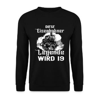 19 Geburtstag Eisenbahner Eisenbahn Beruf Spruch - Unisex Pullover - Schwarz - Vorne - Alina (178cm) & Michal (187cm)