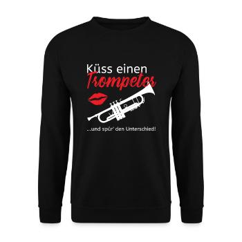 Küss einen Trompeter - Unisex Pullover - Schwarz - Vorne - Alina (178cm) & Michal (187cm)