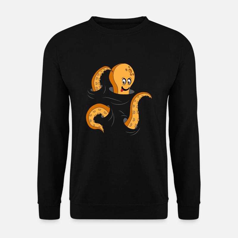 Cute curious octopus - Unisex Sweatshirt - black