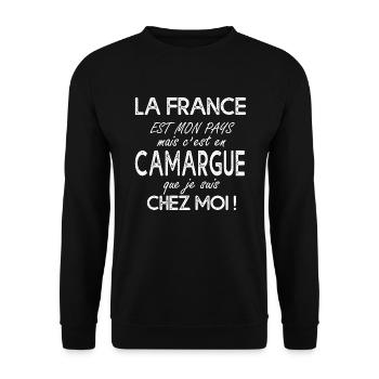 Camargue c'est chez moi cadeau humour camarguais - Sweat-shirt Unisexe - noir - Devant - Alina (178cm) & Michal (187cm)
